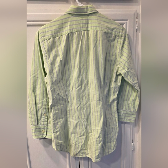 Ralph Lauren Women's Light Green Striped Slim Fit Polo Button Down ~ Size 12 - Picture 5 of 11